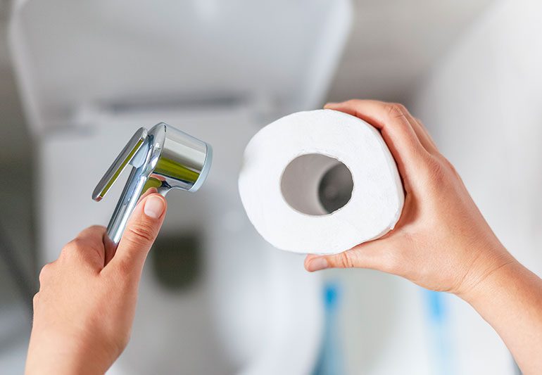 Bidet vs. toilet paper