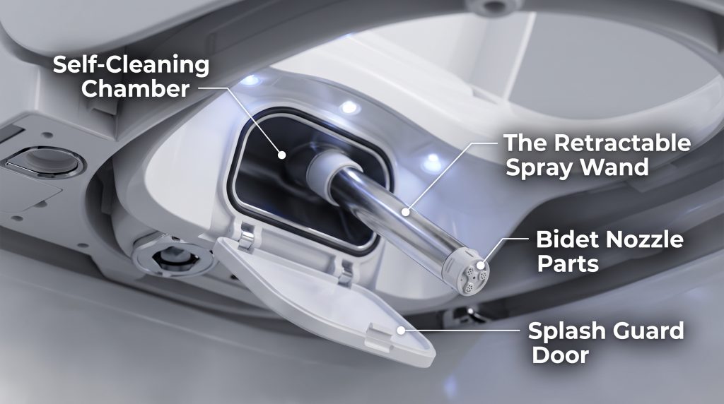 Parts of a Bidet and What They Do, Spray & Internal Cleaning Parts
