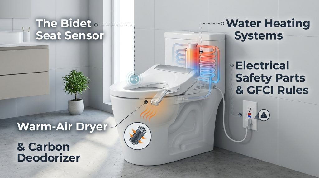 Parts of a bidet and what they do diagram
