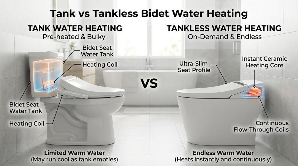 Tank vs Tankless Bidet Water Heating Comparison